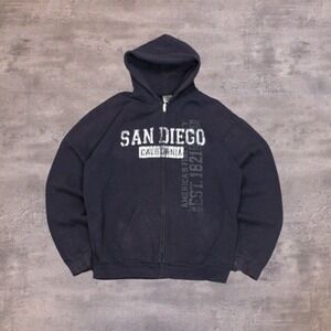 Vintage VTG Y2K 2000's 00's San Francisco AOP Navy Hoodie